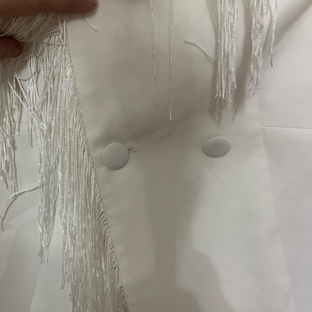 NASTY GAL White‎ Fringe oversized Blazer size 2 - Picture 10 of 11